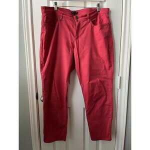 EILEEN FISHER Straight Leg Pants Red 98% ORGANIC COTTON Stretch Size 14